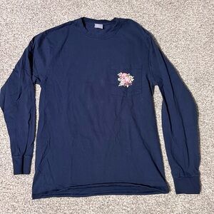 Port and Company Dark Blue Long Sleeve with Floral Pocket